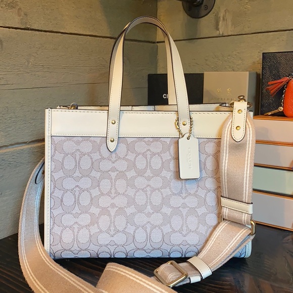 Coach Handbags - Coach Signature Crossbody Tote with leather trim